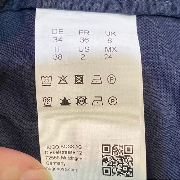 Hugo Boss Cropped Pinstripe Navy Trousers Slim Cut Size 2 - Picture 6 of 8